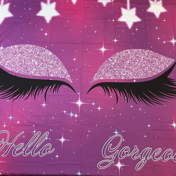Purple Tapestry for Girls College Glitter Stars Tapestries. Eyelash Tapestry New - Picture 1 of 13
